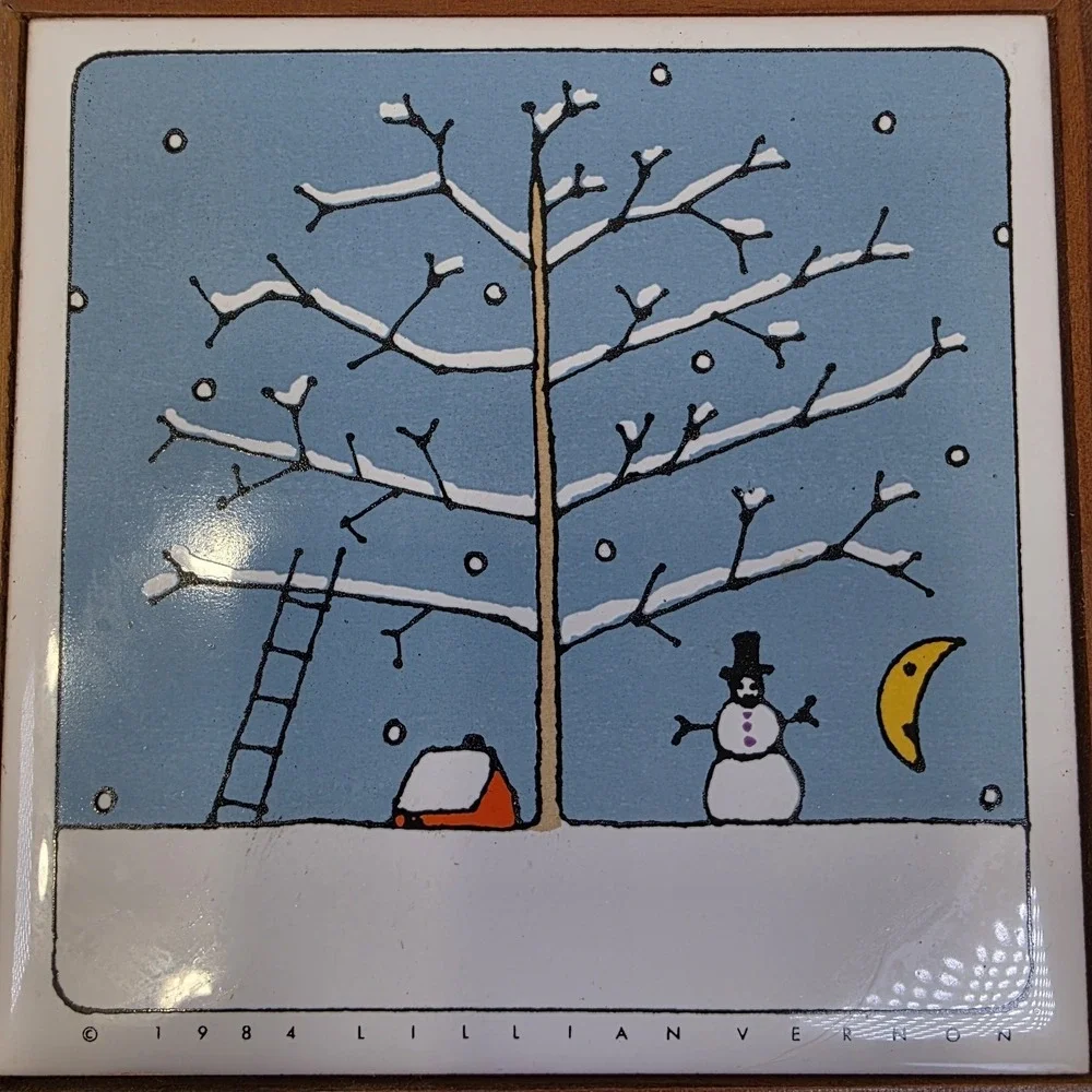 1984 Vtg Lillian Vernon Framed Tile Coasters Trivets Seasons Wall Decor Set Of 4